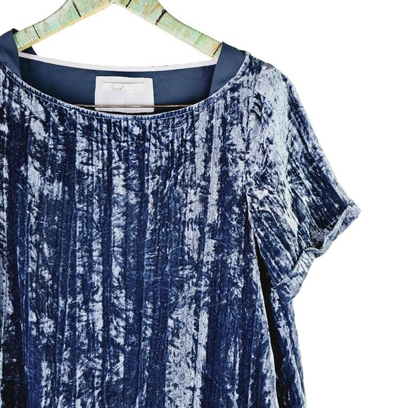 Floreat Anthropologie Blue Crushed Velvet Front Pocket Dress, NWOT, Sz XS - Picture 8 of 10